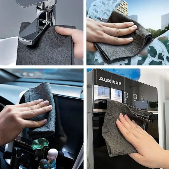 5PCS Tjockare magisk rengöringsduk utan vattenmärke Glasduk Återanvändbar Fönster Glas Rengöringsduk trasa Kökshandduk