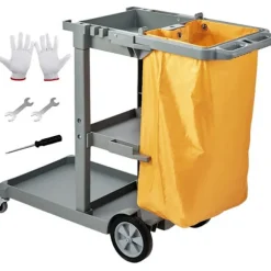 Rengöringsvagn-Duoku-Handräkningsvagn för kommersiellt bruk med 3 hyllor-Kapacitet 200 lb-Plaststädvagn