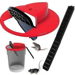 Reusable Smart Mouse Rat Trap Plastic Flip Slide Bucket Lid Humane Or Lethal Trap Door Style Multi Catch Red