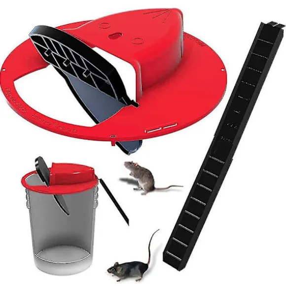 Reusable Smart Mouse Rat Trap Plastic Flip Slide Bucket Lid Humane Or Lethal Trap Door Style Multi Catch Red