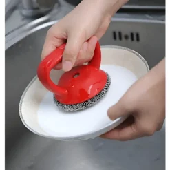 Rostfritt stål rengöringsborste med silikonhandtag