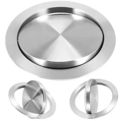 Rostfritt Stål Skräp Lucka Lock Soptunna Lock Infälld Inbyggd Balans Sväng Lucka Skräp Lock för [db] Silver