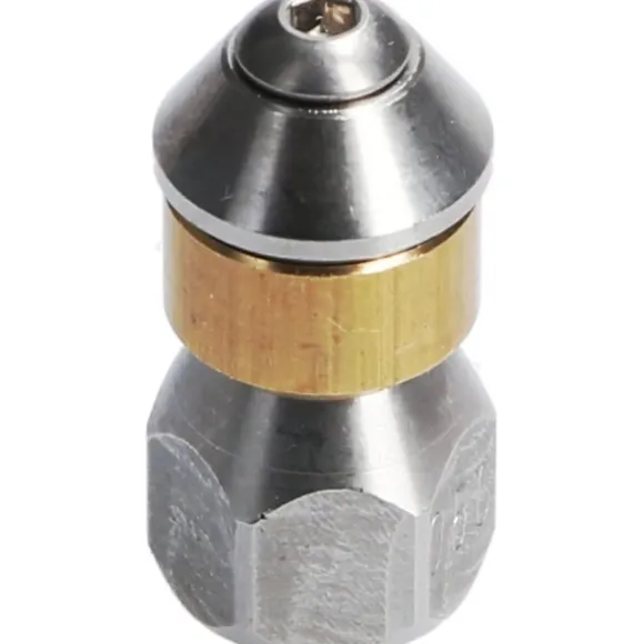 Roterande Munstycke för Trycktvätt, Rörrengöring, 1/8" IG Inlopp, 3 x 0,8 mm - 050, Rostfritt Stål/Mässing