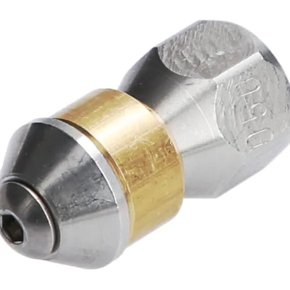 Roterande Munstycke för Trycktvätt, Rörrengöring, 1/8" IG Inlopp, 3 x 0,8 mm - 050, Rostfritt Stål/Mässing