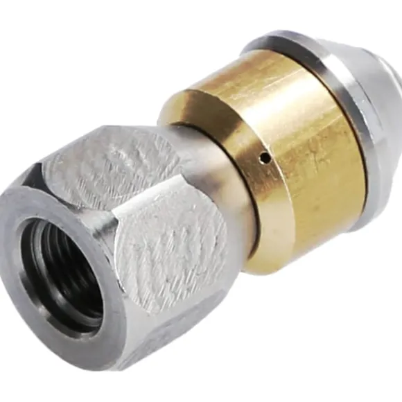 Roterande Munstycke för Trycktvätt, Rörrengöring, 1/8" IG Inlopp, 3 x 0,8 mm - 050, Rostfritt Stål/Mässing