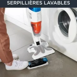 Rowenta Clean & Steam Multi Ångstädare, Dammsuger och tvättar samtidigt med ånga RY8544WH Vit, blå, orange