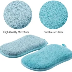 Safe & Chemical Free Non Scratch Scrub Sponges for Kitchen, Dual Sided Washable and Reusable Cleaning Pads, All Purpose Cleaner for