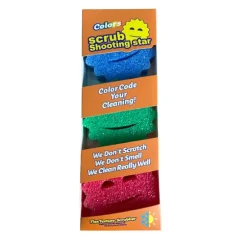 Scrub Daddy Scrub shooting star blandade 3-pack, dubbelsidig skrubbsvamp, alternativ till skurar som inte repar, rengöringssvampar för diskning