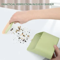 Set (Grön) Liten Kvast och Skyffel, Portabel Handkvastborste, Liten Hängande Sopskyffel, Mjuk Hushållskvast med Skyffelset