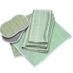 Set med 6 Bambu Mikrofiberdukar för Fönster Speglar Kakel Karosseri Mikrofiber Bambu Glas-jie