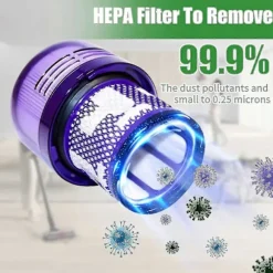 Set med 2 Dyson V12-filter, för Dyson V12 Slim Absolute filterdammsugare, för Dyson V12 filter tvättbara HEPA-tillbehör, Dyson V12 Sl bakre filter
