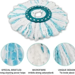 Set med 4 Ersättningshuvuden för Leifheit Clean Twist Disc Mop Micro Set, 2-Fiber System för Rund Golvmopp, Kompatibel med Leifheit Clean T [db]