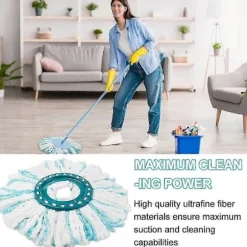Set med 4 Ersättningshuvuden för Leifheit Clean Twist Disc Mop Micro Set, 2-Fiber System för Rund Golvmopp, Kompatibel med Leifheit Clean T [db]