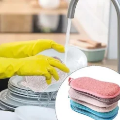 Set med 8 tvättbara mikrofibersvampar, perfekta för nonstick-ytor