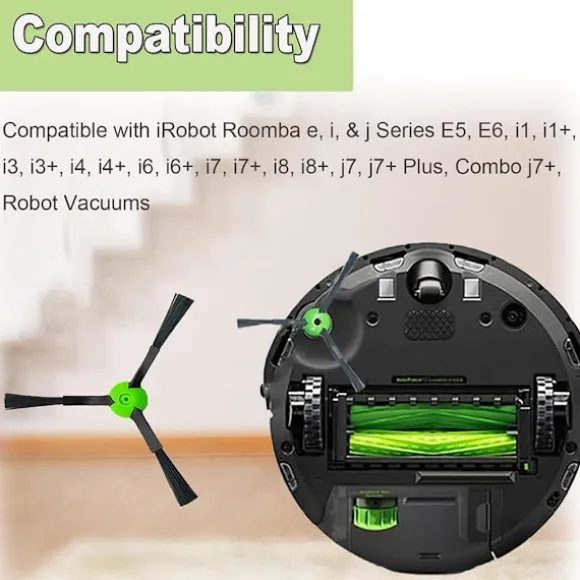 Sidoborstar för IRobot Roomba E, I, & J Serien E5, E6, I1, I1+, I3, I3+, I4, I4+, I6, I6+, I7, I7+, I8, I8+, J7, J7+