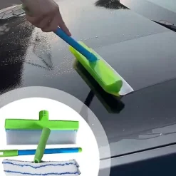 Silikon Vattenblad Rengöringskit Återanvändbara Glasrengöringsverktyg med Silikonskrapa Mikrofiber Skrubber för Professionell Bilvård (FMY) Blue