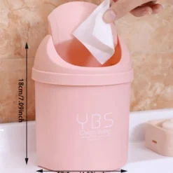 Skrivbordsminihink, liten papperskorg, hushåll med fack, skrivbord Pink L