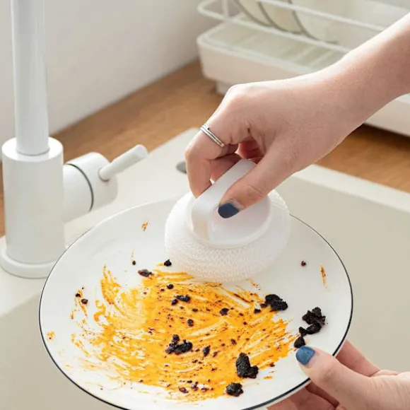 Skrubbsvamp med handtag, rostfritt ståltrådsbollssvamp