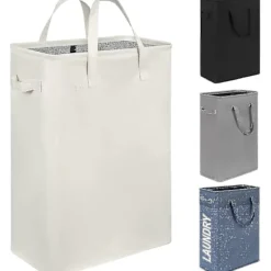 Smal tvättkorg Slank tvättkorg med fällbart handtag Smutskläder Bärbar smal tvättkorg Organiseringslådor (55 cm, Beige