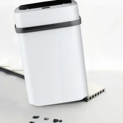 Smarts Sensor papperskorg med lock Stor kapacitet Slitstark papperskorg för badrum Toalett White