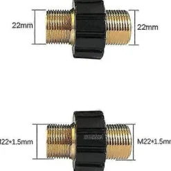 Snabbkoppling för slang, M22 x 1,5 Dubbel hane högtryckstvättadapter Kompatibel Karcher HD & HDs högtryckstvätt (14 mm diameter)