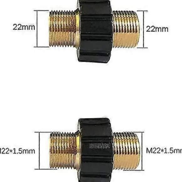 Snabbkoppling för slang, M22 x 1,5 Dubbel hane högtryckstvättadapter Kompatibel Karcher HD & HDs högtryckstvätt (14 mm diameter)