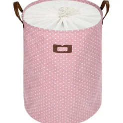 Sommarrea Fristående Tvättkorg med Lock, Vikbar Extra Stor Tvättkorg med Dragsko och Handtag (Rosa)