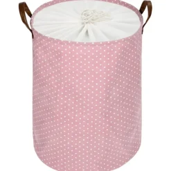 Sommarrea Fristående Tvättkorg med Lock, Vikbar Extra Stor Tvättkorg med Dragsko och Handtag (Rosa)