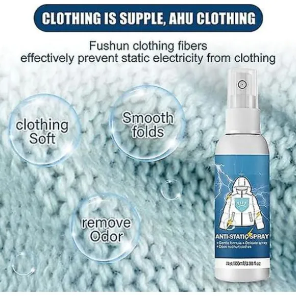 Statisk Spray för Kläder, Statisk Spray, Statisk Eliminator Spray, Statisk Bortskaffare för Kläder, Statisk Skyddsspray för Kläder, 100ml (FMY)