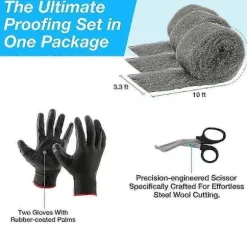 Stålull Musselskydd Hål och Fyllmedel, 3-pack, 8,4 cm X 3 m, Stålull Musselskydd DIY Kit Fil