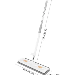 Stor Platt Moppset, 360° Swivelmopp med Urvridningsfunktion, Platt Mopp med Återanvändbara Mikrofibermoppdynor Kompatibla med Trägolv Laminatplattor -hg White Mop with 6 Pads | Fyndiq