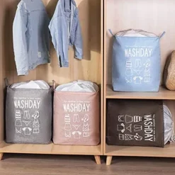 Stor smutsig tvättkorg, täcke, kläder, leksaker och diverse förvaringsväska, dammtät dragskoöppning, hopfällbar Pink