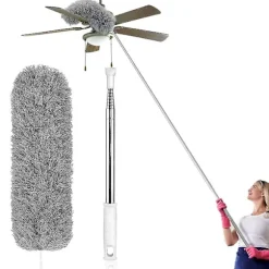 Teleskopisk dammvippa, extra lång 254 cm, mikrofiber dammvippa med böjbar hörndammvippa