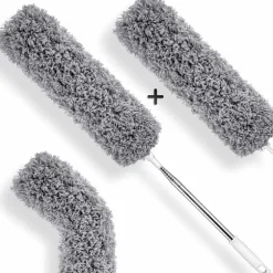 Teleskopisk dammvippa set om 2 mikrofibertips Lång teleskopisk dammvippa Utdragbar i rostfritt stål tvättbar dammvippa för att rengöra fönster, element | Fyndiq