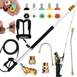 Teleskopisk Tvättlans 1,5-6,3M – 4000 PSI | Aluminium | 5 Munstycken | Kompatibel med Karcher HD HDS