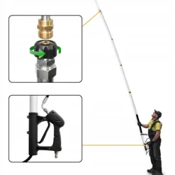 Teleskopisk Tvättlans 1,5-6,3M – 4000 PSI | Aluminium | 5 Munstycken | Kompatibel med Karcher HD HDS