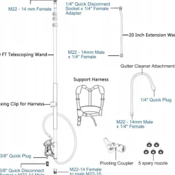 Teleskopisk Tvättlans 1,5-6,3M – 4000 PSI | Aluminium | 5 Munstycken | Kompatibel med Karcher HD HDS