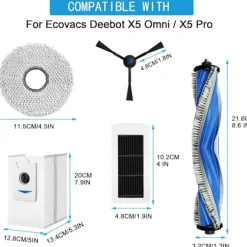 Tillbehörssats för Ecovacs Deebot X5 Omni & X5 Pro Robotdammsugare