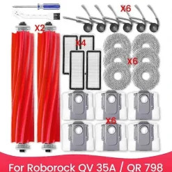 Tillbehörssats för Roborock QV 35A / QR 798 Dammsugare Huvudsidoborste HEPA-filter Moppduk Dammpåse