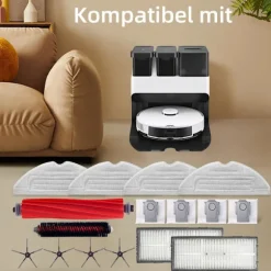 Tillbehörssats för Roborock S7 Pro Ultra/Roborock S7 MaxV Ultra: 1 rullborste, 1 självrengörande borste, 2 HEPA-filter, 4 sidoborstar, 4 rengöringsdukar | Fyndiq
