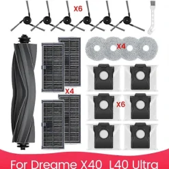 Tillbehörsset för Dreame X40 & L40 Ultra Dammsugare Huvudborste Sidoborste Hepa Filter Moppduk Dammpåsar As Shown