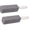 Toalett Badrum Rengöring Pimpsten Rostfritt Stål Fin Sandborste med Handtag (2-pack)_yux