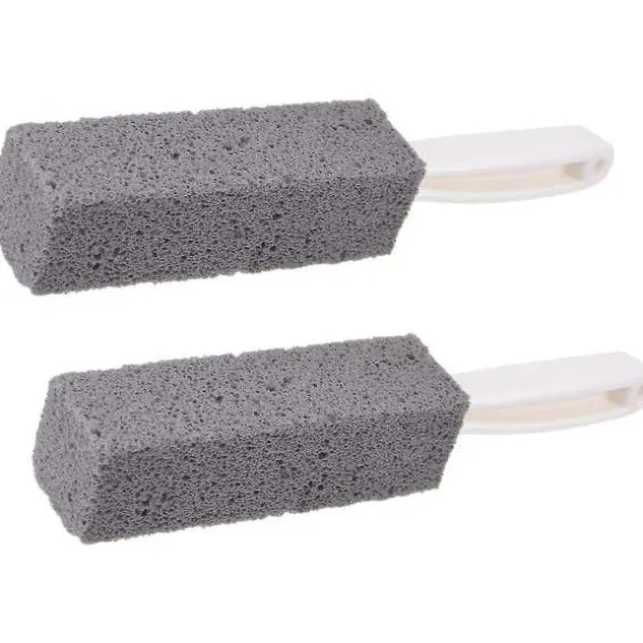 Toalett Badrum Rengöring Pimpsten Rostfritt Stål Fin Sandborste med Handtag (2-pack)_yux
