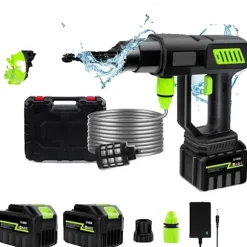 Trådlös Högtryckstvätt, 1000W Effekt, 980psi Tryck, 6-i-1 Munstycken,2 Batteri, Elektrisk