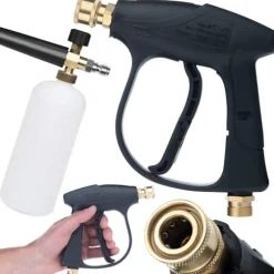 Trycktvattarpistol 4350PSI 22Mm med Skumpistol 1000Ml – Ergonomisk | Snabbkoppling | Kompatibel med Karcher, Lavor
