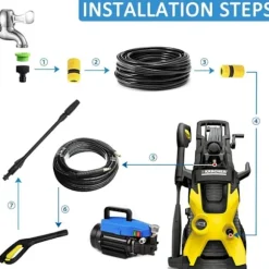 Trycktvättarspistol, 150Bar Pistolsats för Karcher k2 k3 k4 k5 k6 k7 Trycktvättartillbehör med Justerbart Munstycke KLB