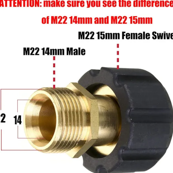Trycktvättskoppling M22 15mm 2# M22 15mm Hon till M22 14mm Hane