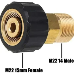 Trycktvättslanganslutningar, M22 x 15mm hona till M22 x 14mm hane snabbkoppling trycktvättsadapter