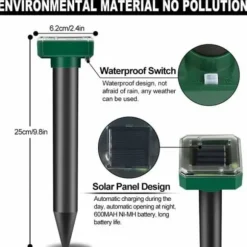 TS-Solcellsdriven Mullvadsavvisare med Ultraljud Intelligent 2-pack, Solcellsdriven Musavvisare Utomhus, Solcellsdrivna Mullvadsavvisare för Mullvadar, Sorkar | Fyndiq