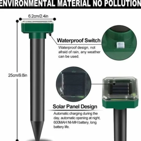 TS-Solcellsdriven Mullvadsavvisare med Ultraljud Intelligent 2-pack, Solcellsdriven Musavvisare Utomhus, Solcellsdrivna Mullvadsavvisare för Mullvadar, Sorkar | Fyndiq